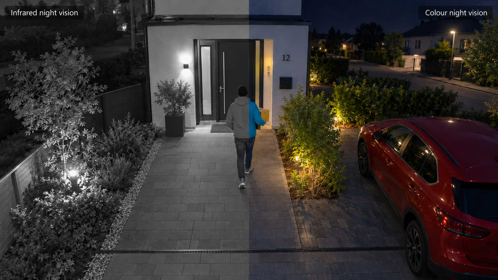 2K bullet camera color night vision compared with infrared