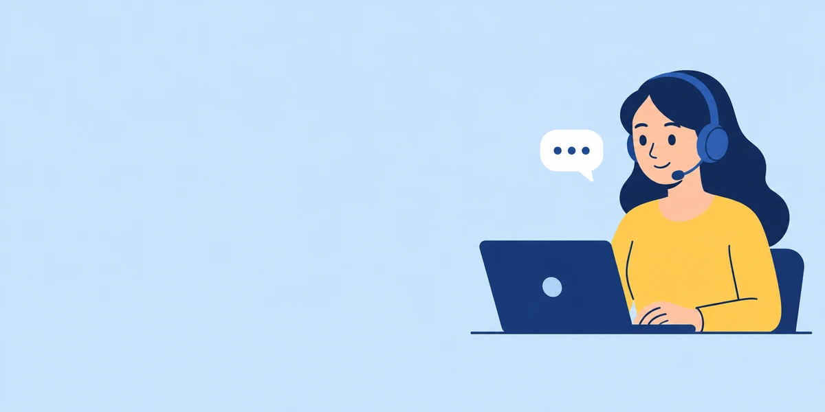 Customer support agent wearing a headset
