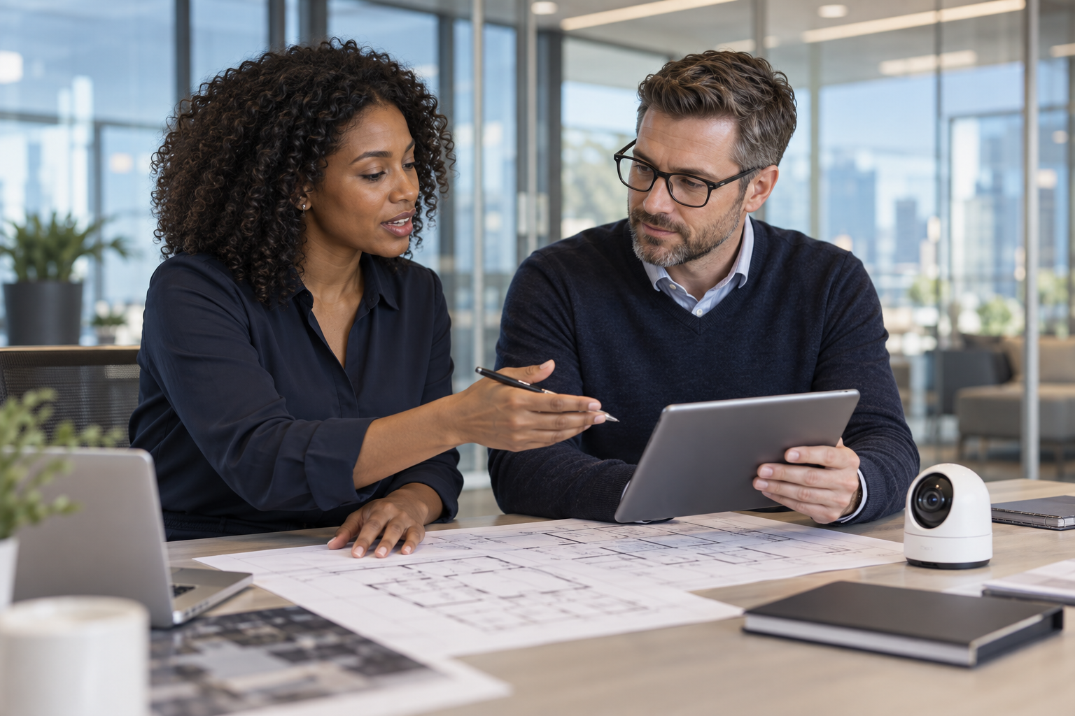 Security professionals planning a project together