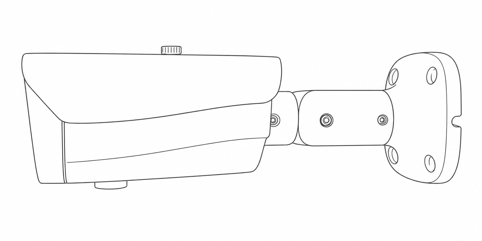 Side-view line drawing including mounting bracket