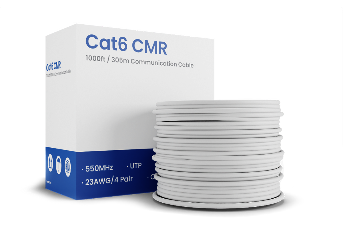 1,000ft Bulk Cat6 UTP Ethernet Cable, 23AWG CMR/FT4 for IP connectivity