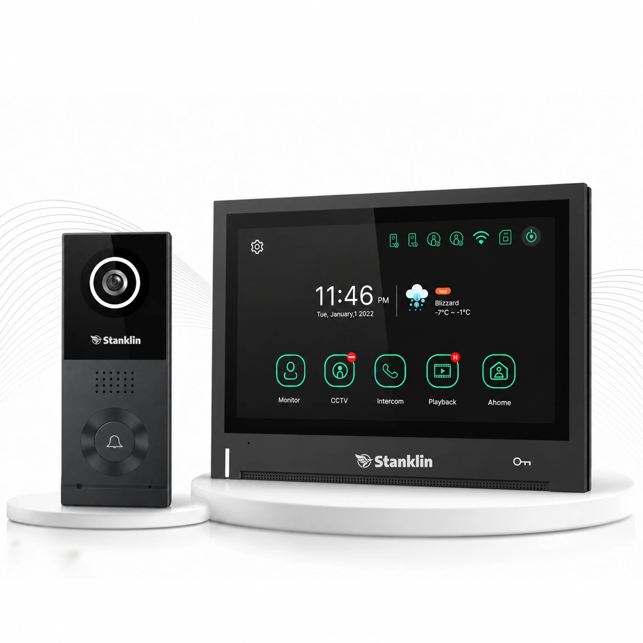 Stanklin video doorphone outdoor bell panel and indoor touch monitor