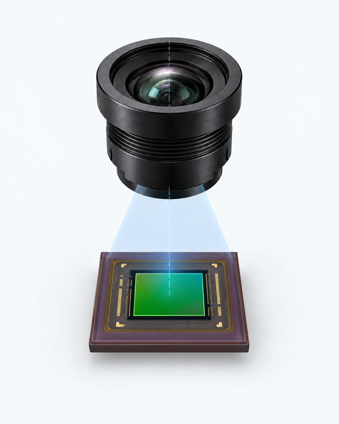 CCTV lens above a Sony IMX335 image sensor