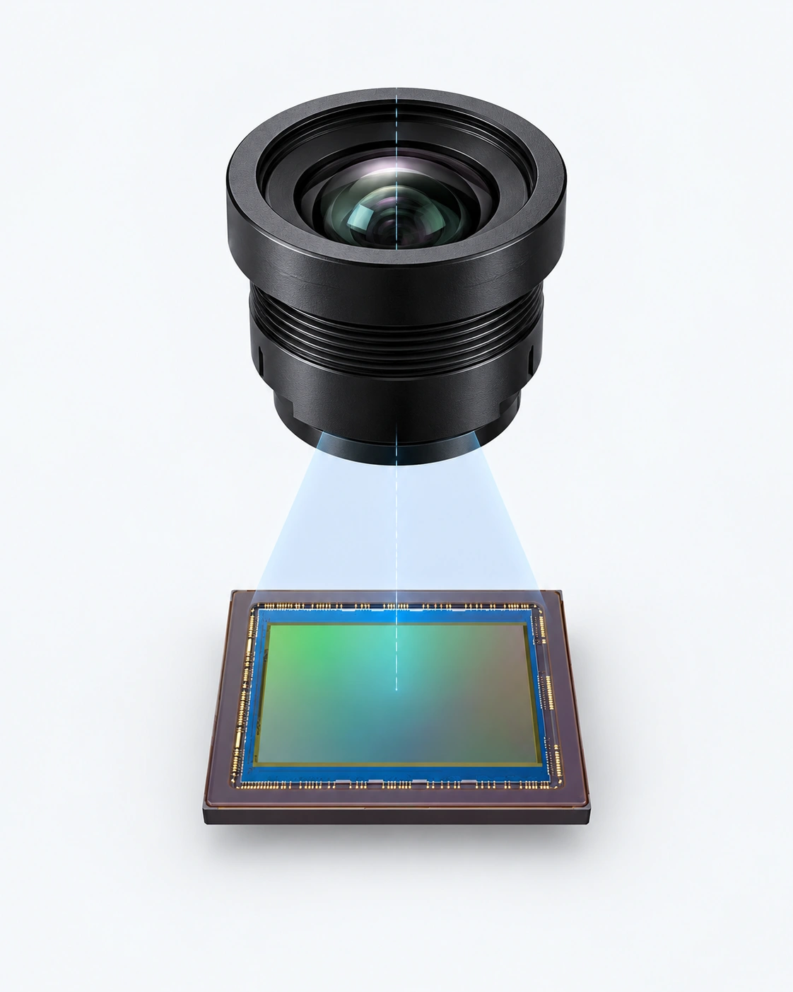 CCTV lens above a Sony IMX415 image sensor